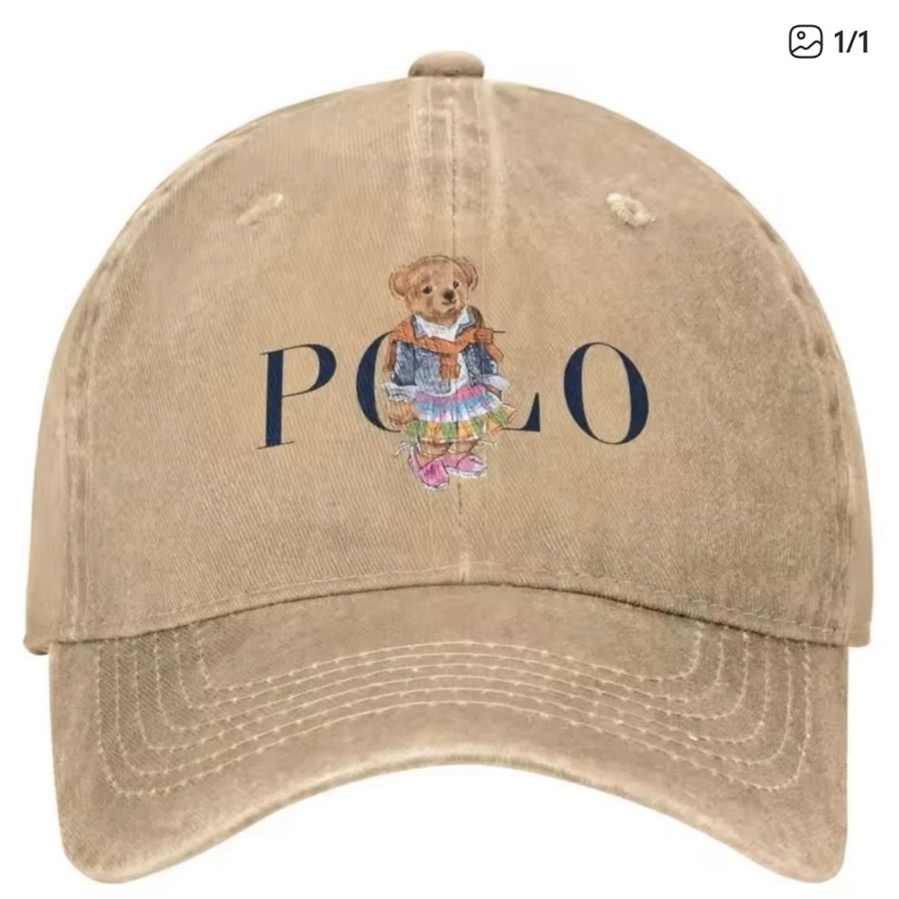 Fashion Tan Hat with Bear Design